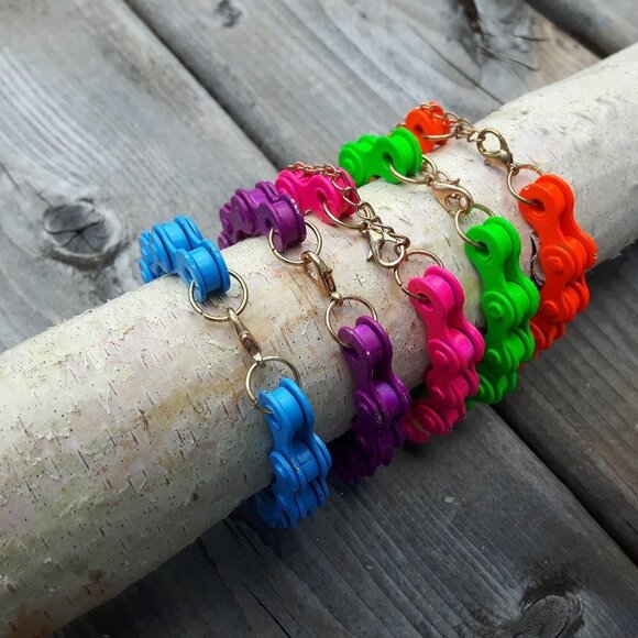 FUN Neon Bicycle Chain Bracelets You Choose - Picture 2 of 2